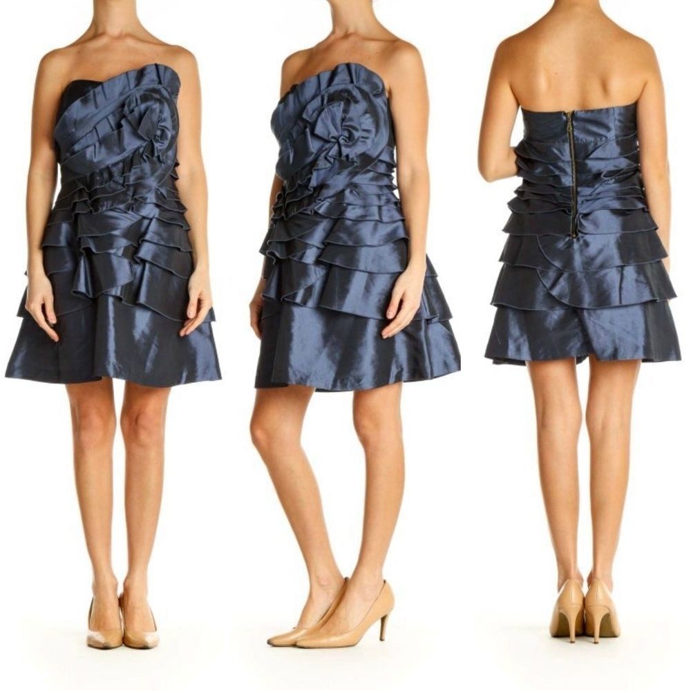 Bcbgeneration Blue Solid Cocktail Fit &Flare Dress